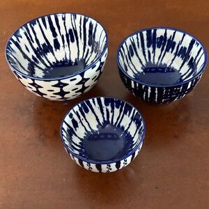 West Elm Tie Dye Ceramic Nesting Bowls Set of 3
